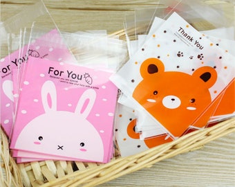 Self Adhesive Cello Bags. Gift Bags. Favor Bags. Plastic Bags. Bunny Rabbit. Teddy Bear. Easter.