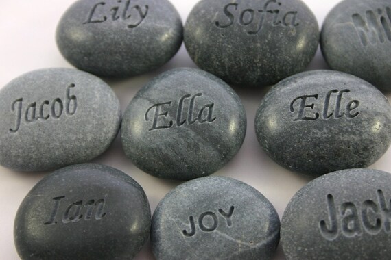 Custom Engraved Name Stone Set of 4 Stones