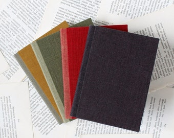 Small Linen Notebook with Soft Covers and Color Blocking