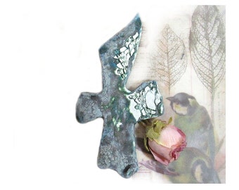 textured cross - gift cross - handmade ceramic cross - OOAK cross - art wall cross - # 86