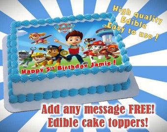 PAW Patrol cake toppers, frame, edible print. Sugar sheet decoration birthday party supplies. Personalized party idea.