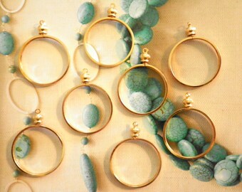 8 Vintage Brass Goldplated 28mm Coin Holders
