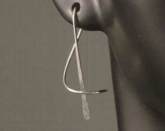 Sterling Silver Earrings / A Wisp of Silver / Artisan Hammered Minimalist Unique MetalRocks / A Little Twisted / NOW in Yellow & Rose Gold