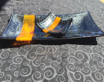 Fused glass serving dish