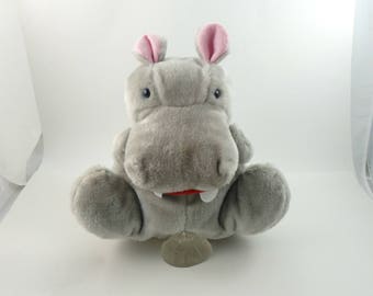 Vintage 70s Hippopotamus Plush Puppet, Hippo Stuffed Animal, Hippo Toy, Hippo Plush, Hippopotamus Toy, Hippopotamus Stuffed Animal
