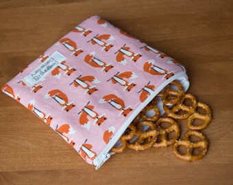Snack Sets, Snack Bags, Reusable Snack Bags, Set of Bags, Set of Two, School Lunch Bag, Kids Snack Bag, Reusable Sandwich Bag, Fox Snack Bag