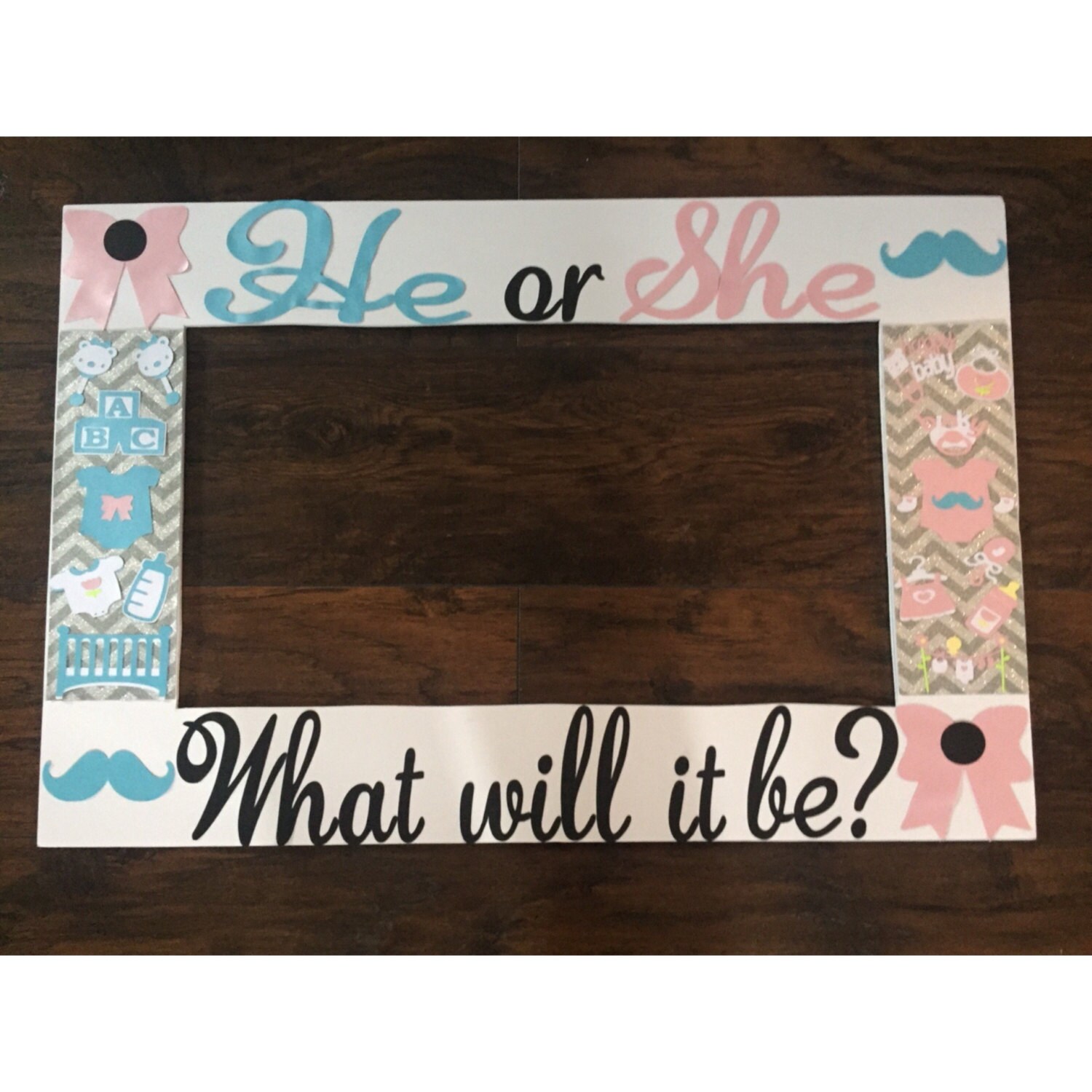 Gender Reveal Photo Booth Frame Props and Banner theme and
