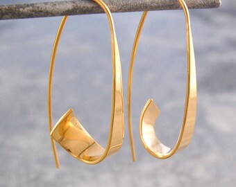 Gold Hoop Earrings - Gold Earrings - Gold Drops - Gold Dangly Earrings - Gold Drop Earrings - Hoop Earrings - Drop Hoop Earrings - Hoops