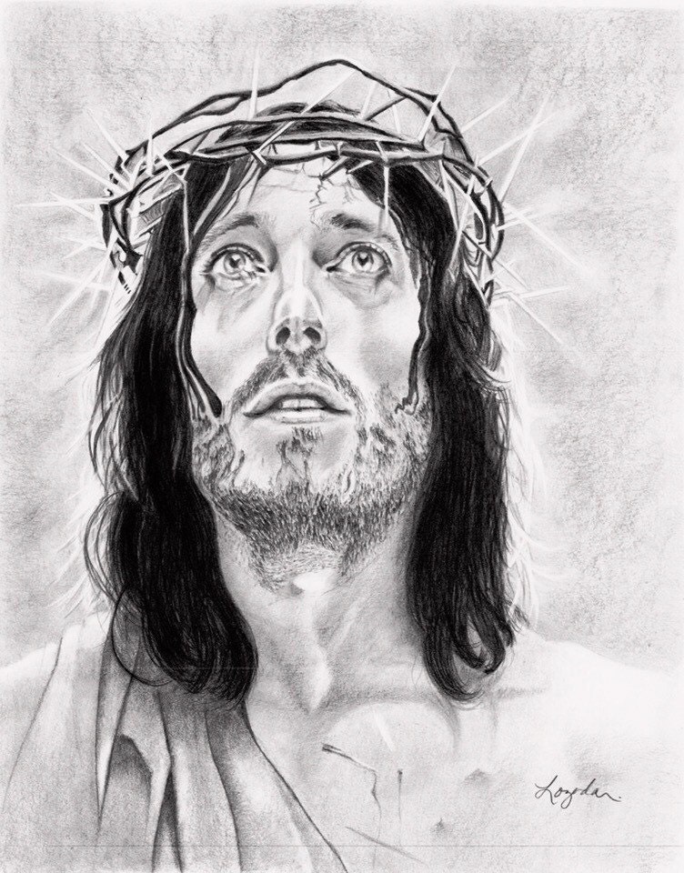 Jesus of Nazareth graphite pencil drawing print 11 x 14