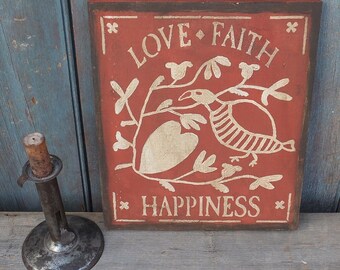 Primitive Wood Sign- Fraktur