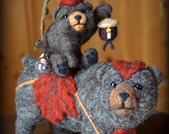 Needle felted Animal Bears Needlefelted Soft Sculpture Animal by Bella McBride