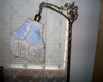 New Light Blue Brocade Lamp Shade 4 Petite Bridge Lamps