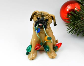 Mastiff English Bullmastiff Christmas Ornament Figurine Lights Porcelain