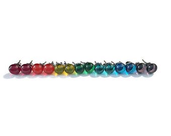 Small Stud Earrings - Rainbow Stud Earrings - Small Glass Earring Studs - Small Fused Glass Stud Earrings