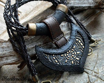 Black necklace Black pendant Black jewelry Polymer clay jewelry for women Taurus pendant Taurus necklace Clothing gift Statement necklace