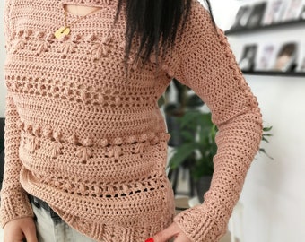 Crochet Sweater Pattern PDF - Overly Sweater - textured sweater pattern in English