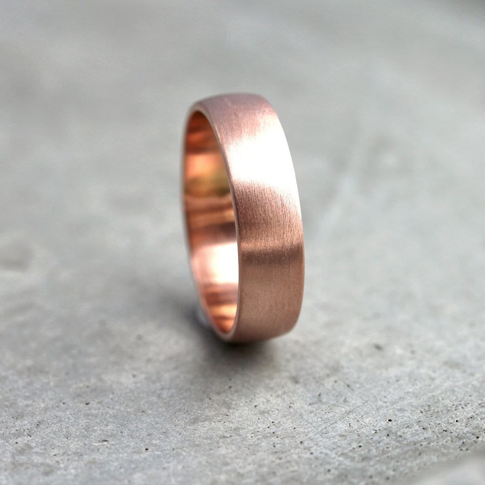 Wide Rose Gold Men's Wedding Band Recycled 14k Rose Gold