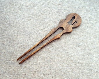 Cat wooden hair stick, Eco-friendly hairpin, Real wood chopstick, Natural hair accessories, Hair fork #50