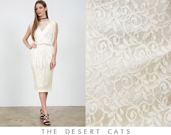 vintage 80s cream lace dress vintage 1980s cream lace prom / wedding dress vintage boho bohemian lace dress by steppin out los angeles
