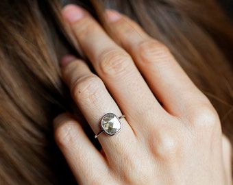 Diamond Slice Ring, Grey Diamond Ring, Gray Diamond Ring, Freeform Diamond Ring, Solitaire Diamond Ring, Simple Diamond Ring, One Of A Kind