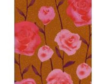 PREORDER! - Cotton Fabric by the Yard - Fat Quarter Bundle - Quilt Fabric Bundle - Cotton + Steel - Firelight - Roses - Caramel