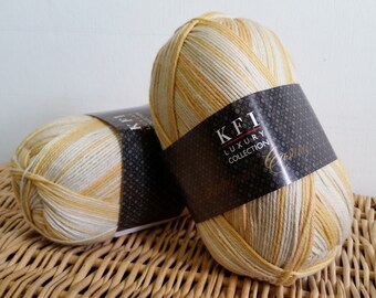 Sock Yarn, Cashmere, Luxury Sock, Self Striping, KFI Indulgence, Wool Blend Sock Yarn, 10 Dafodilly