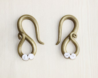 LAST ONE: Gold & Brass Shimmer Polymer Clay Gauges - 2g only