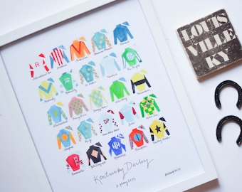 Kentucky Derby 141 11x14 Jockey Silks Signed Print - Limited Reprint!
