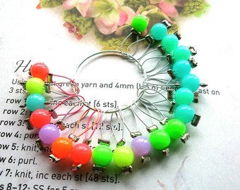 20 Knitting stitch markers New Neons