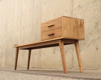 Walnut Foyer Bench Mid-Century Modern