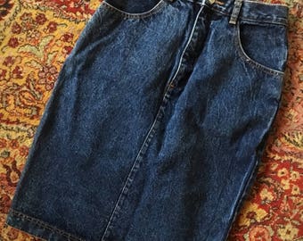 Jordache High Waist Mid Length Women's Dark Denim Skirt