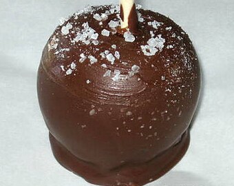 Caramel Apples dipped in Milk Chocolate and sprinkled with sea salt