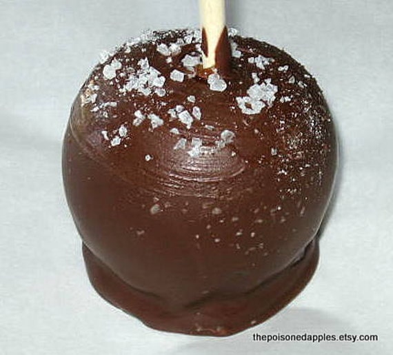 Caramel Apples dipped in Milk Chocolate and sprinkled with sea salt