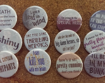 Firefly Serenity buttons 1.25" / 32mm pin back badges