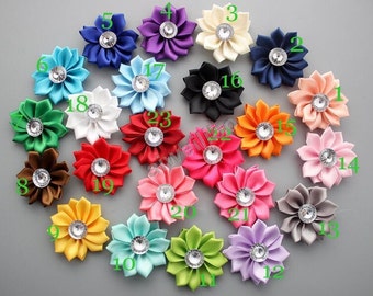 Multilayer Satin Flowers, You Choose Quantity, Satin Ribbon Flower, Flower with Rhinestone