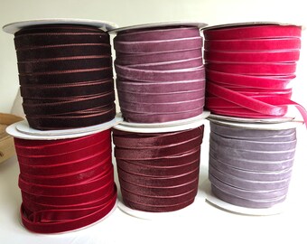 Velvet ribbon 6mm, 1/4" width / Wholesale ribbon /whole spool /over 80 colours / also available in 9mm / 3/8" Wedding Ribbon / Decorative