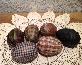 Set of six Decoupaged Eggs