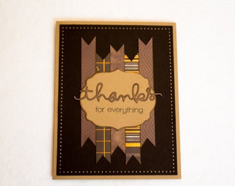 Masculine Card, Thank You Card, Thanks Card, Masculine Thank You Card, Greeting Card, Thanks for Everything Greeting Card,Male Greeting Card