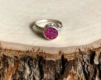 Pink Druzy Quartz Ring