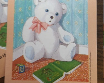 Vintage Antioch Book Plates - Teddy Bear with Book - Set of 2 Bookplates