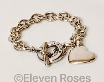 Lagos Caviar Heart Charm Toggle Chain Bracelet 925 Sterling Silver Free US Shipping