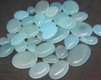 Aqua Green Chalcedony Bulk Lot Cabochon - Semi Precious Bulk Mix Pendant Size For Jewelry Making & Craft Supply Gemstone