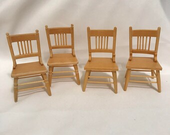 Dollhouse Miniature 1" scale set of Four Chairs