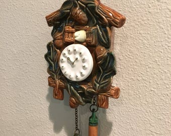 ceramic coo coo clock Planter vintage