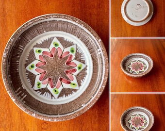 Mid century ceramic bowl from Laholm Sweden, hand painted on one of a kind bowl