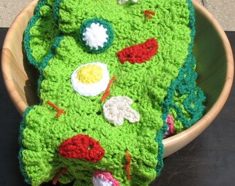 Crocheted Salad Scarf, Perfect for Foodies, Vegans, Conversation Starter, Unique, Made to Order