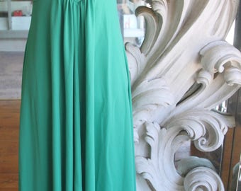 Vintage 1970s Polyester Sleeveless Empire Waist Maxi Dress