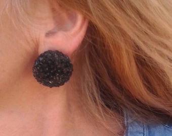 Black Sequins Domed Earrings