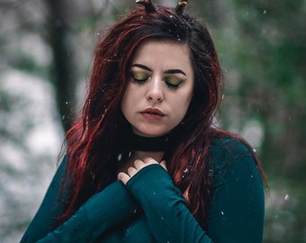 Deer antlers headband Satyr horns Horn Headband, Burning man, Festival, moss crown, nature Crown, faun headpiece,Faux Antler