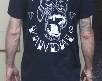 t shirt Jewel Cloth. dirty vandals gorilla jungle hipster hip hop graffiti animal diamond black white crown 100% cotton made in italy
